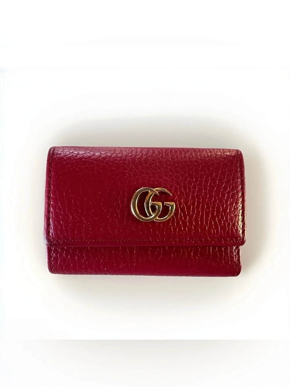 Gucci GG Marmont Leather 6 Key Case Holder 456118 Red GHW used R2149